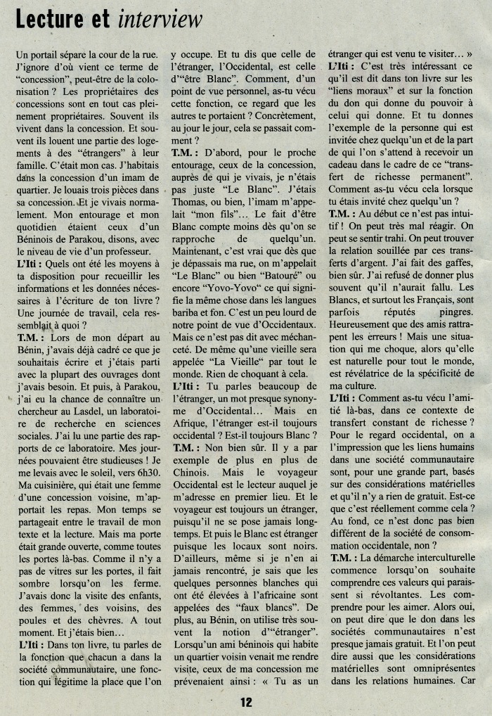L'Itinérant n° 765, lecture et interview de l'auteur de "Moins occidental", page 2